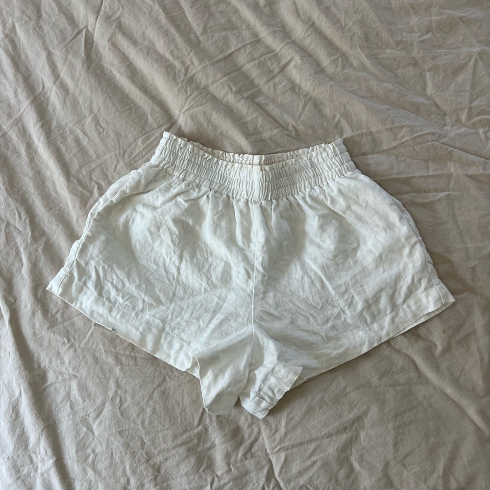 Reformation White Linen Shorts